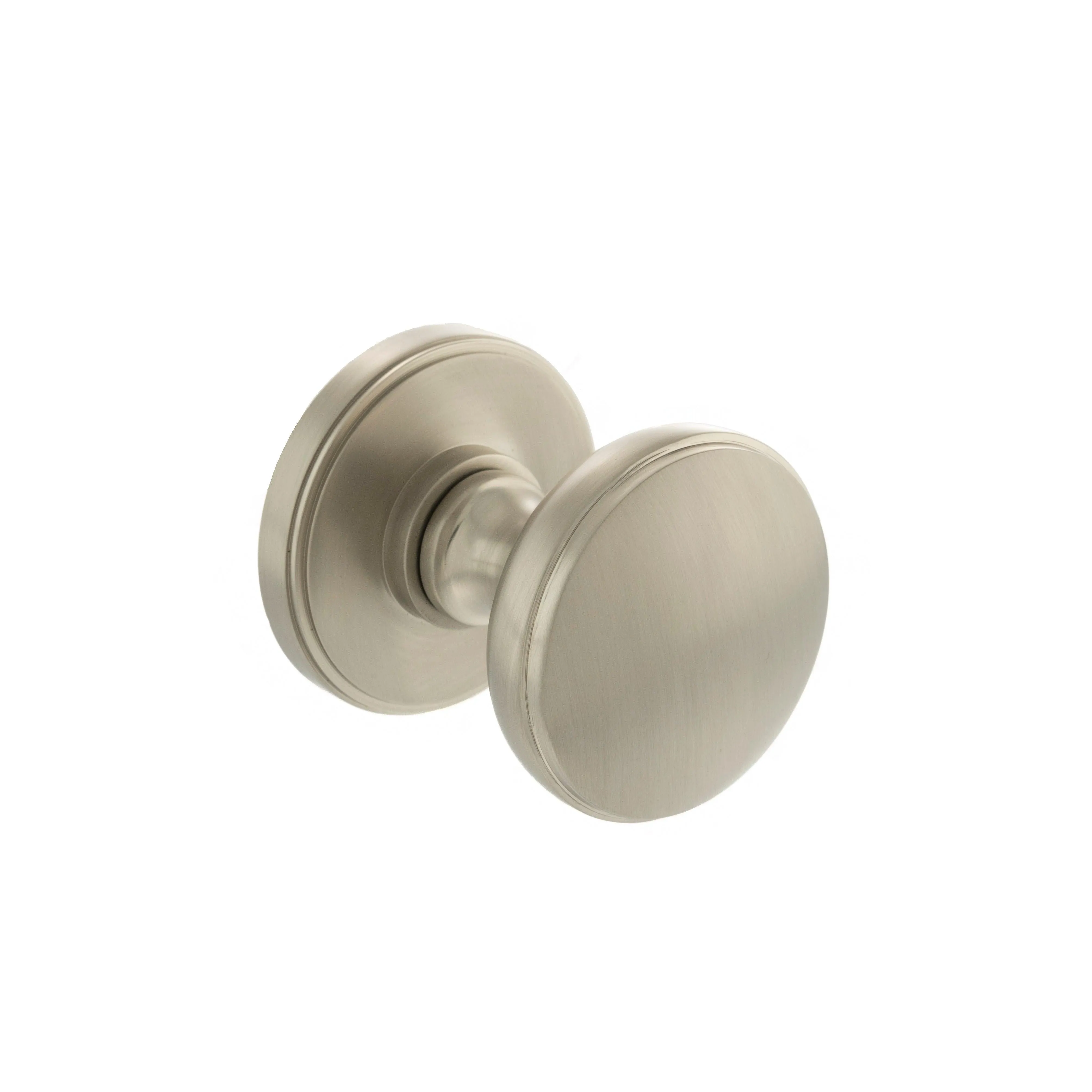 Atlantic Edison Solid Brass Domed Mortice Knob on Concealed Fix Rose - Satin Nickel