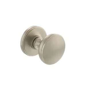 Atlantic Edison Solid Brass Domed Mortice Knob on Concealed Fix Rose - Satin Nickel