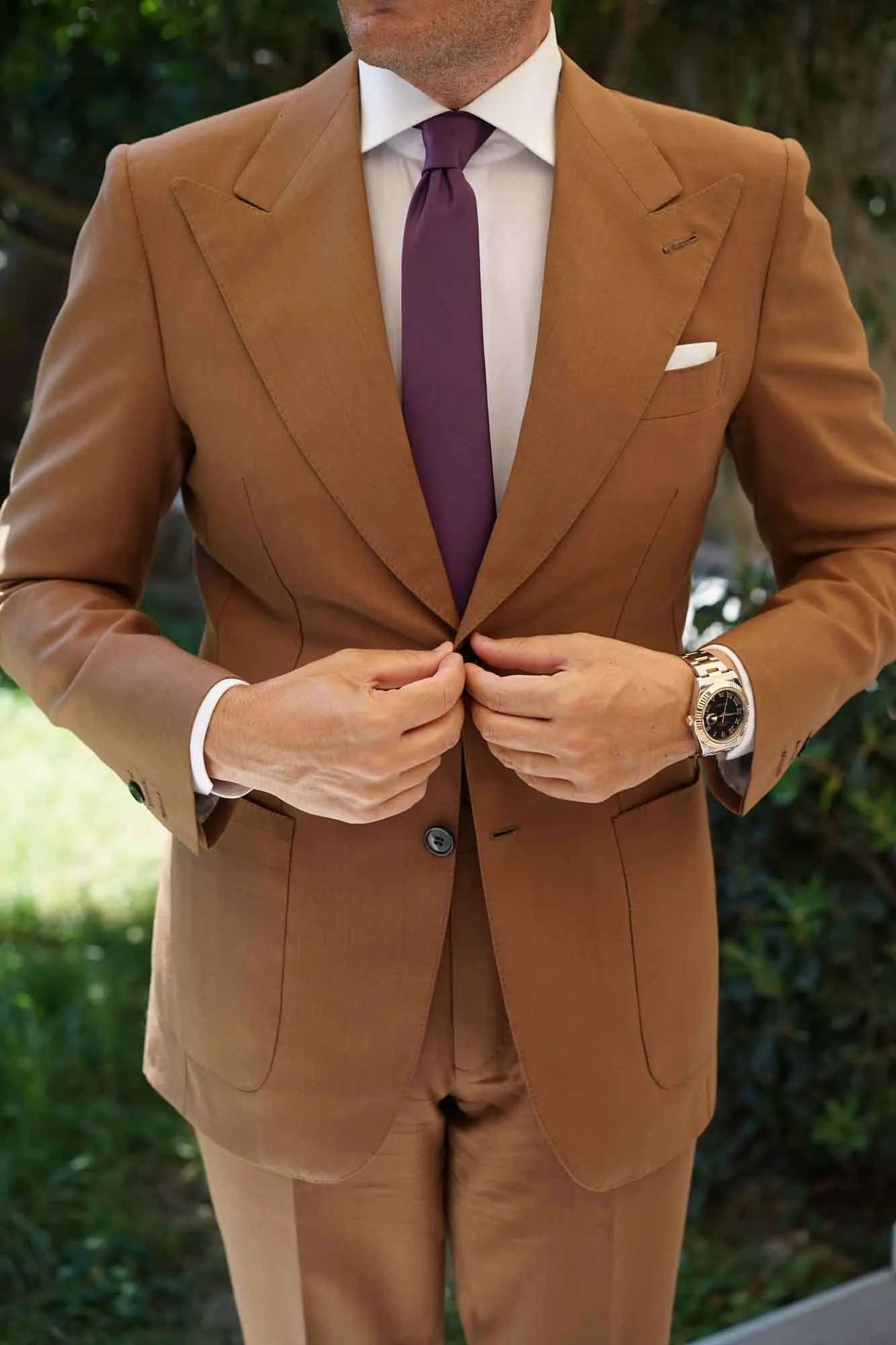 Aubergine Purple Satin Skinny Tie