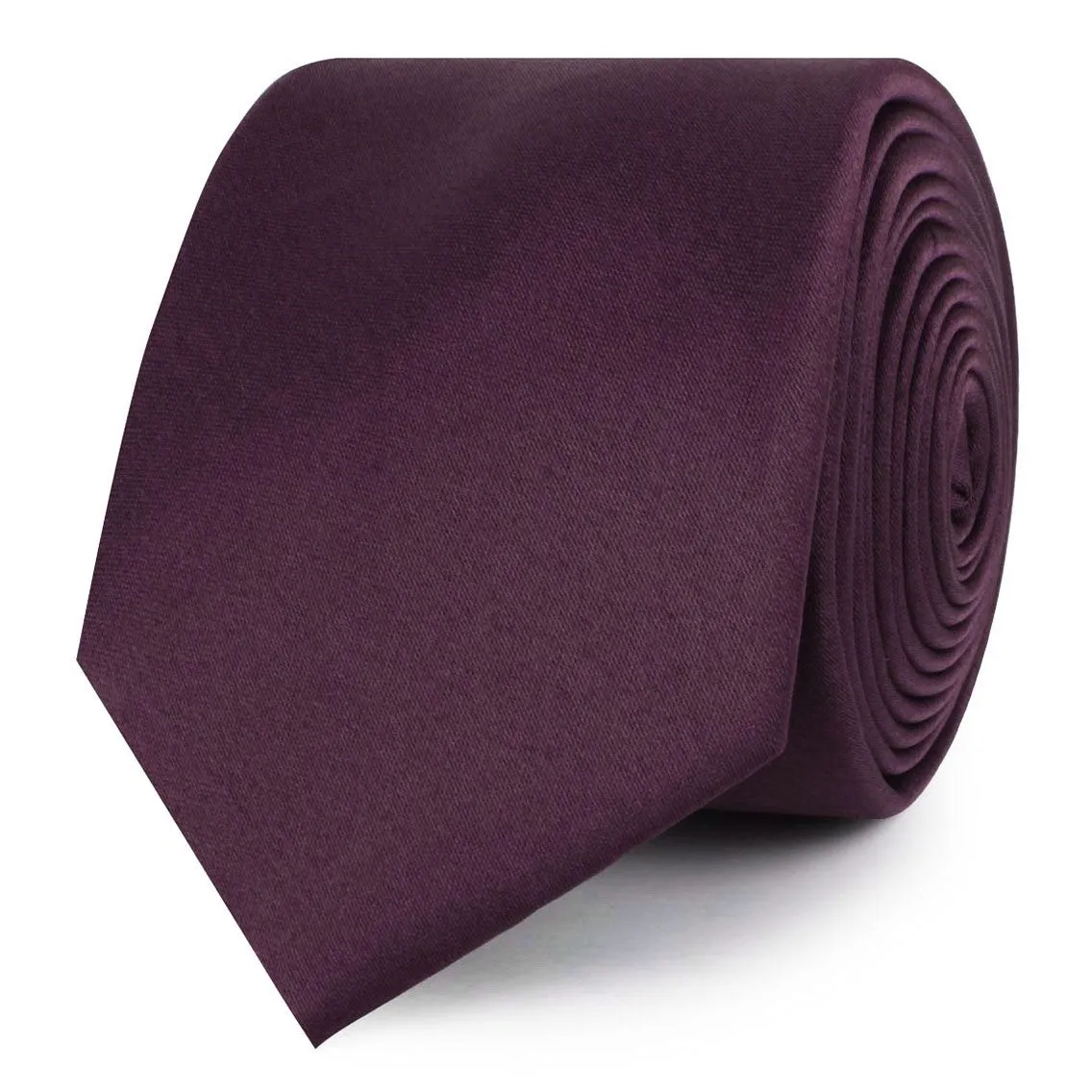 Aubergine Purple Satin Skinny Tie