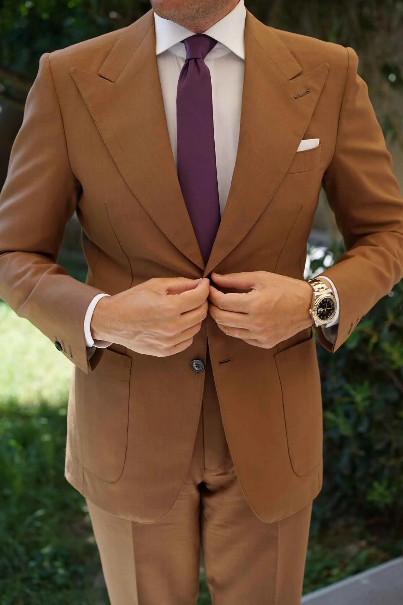Aubergine Purple Satin Skinny Tie
