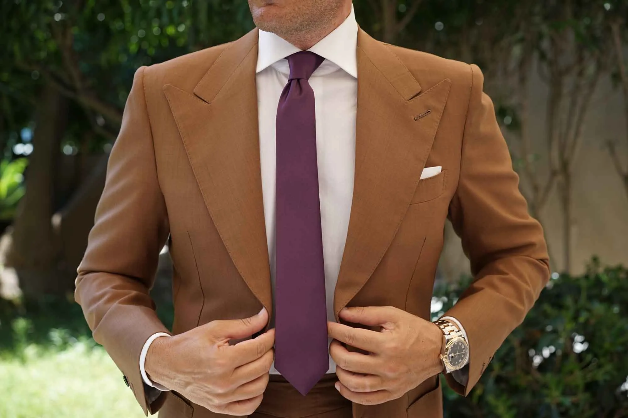 Aubergine Purple Satin Skinny Tie