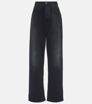 Balenciaga High Rise Wide Leg Jeans, Black