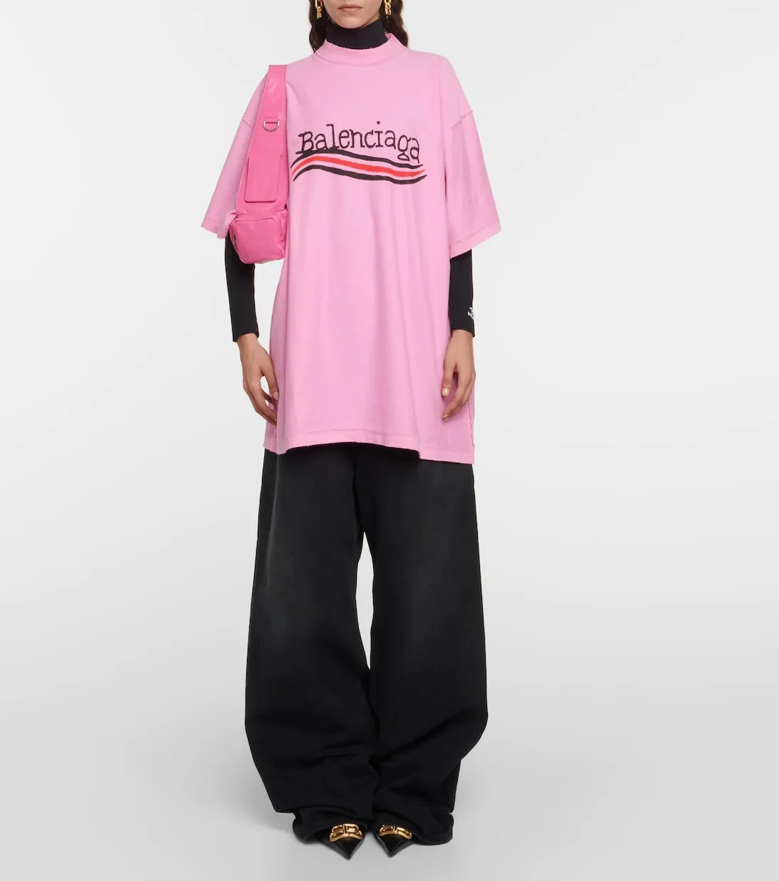 Balenciaga High Rise Wide Leg Jeans, Black