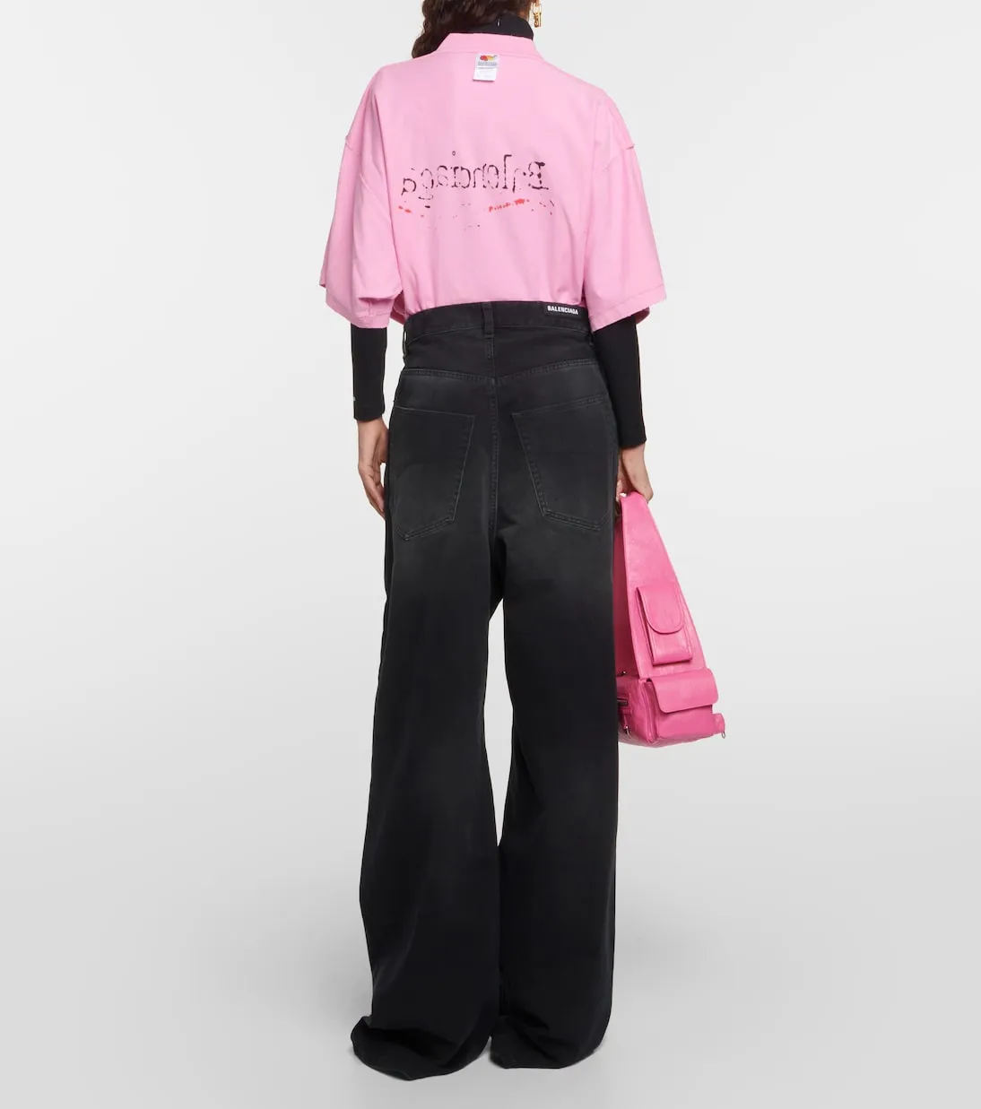 Balenciaga High Rise Wide Leg Jeans, Black