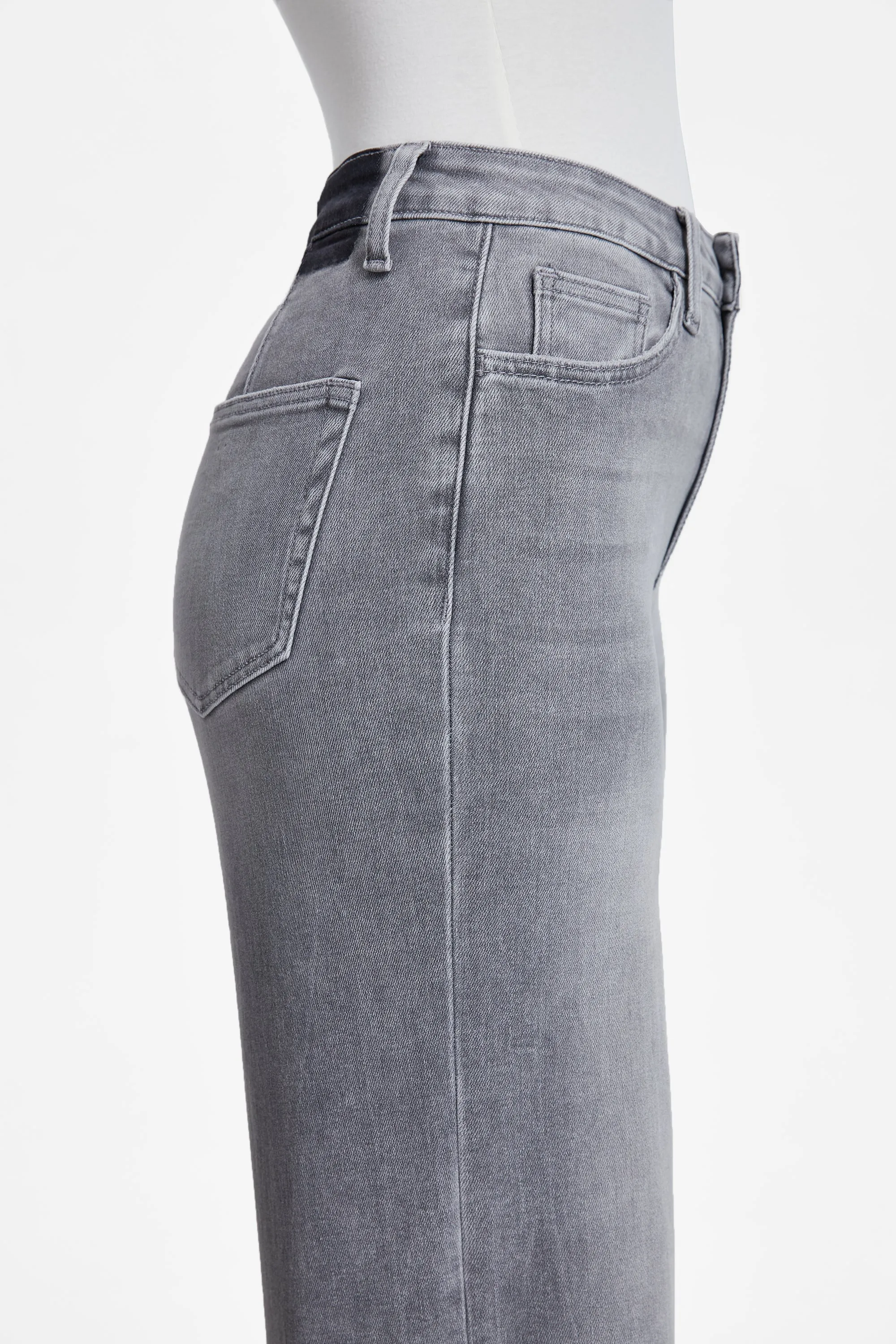 Bella High Rise Wide Leg Denim Jeans With Raw Hem