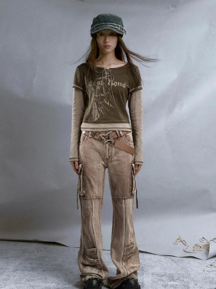 Brown Low-rise Jeans【s0000003259】