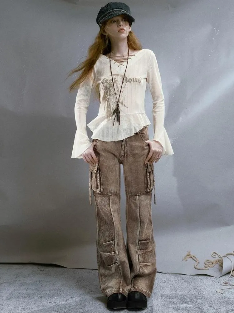 Brown Low-rise Jeans【s0000003259】