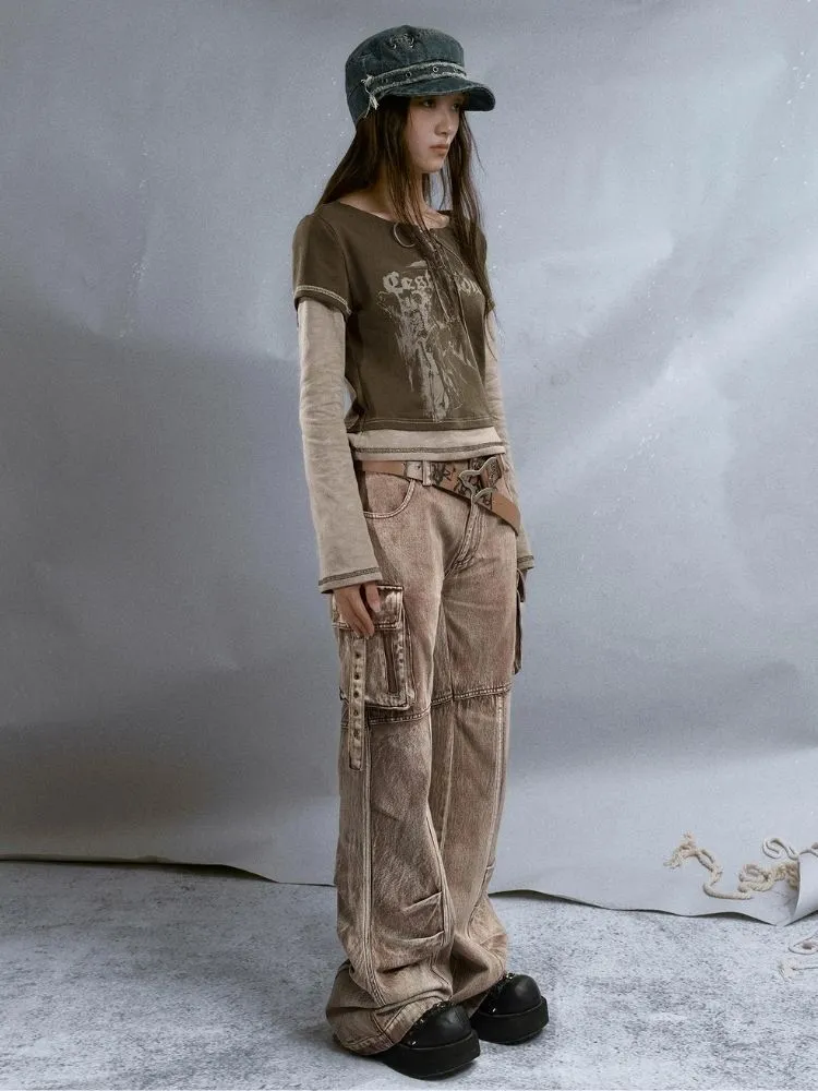 Brown Low-rise Jeans【s0000003259】