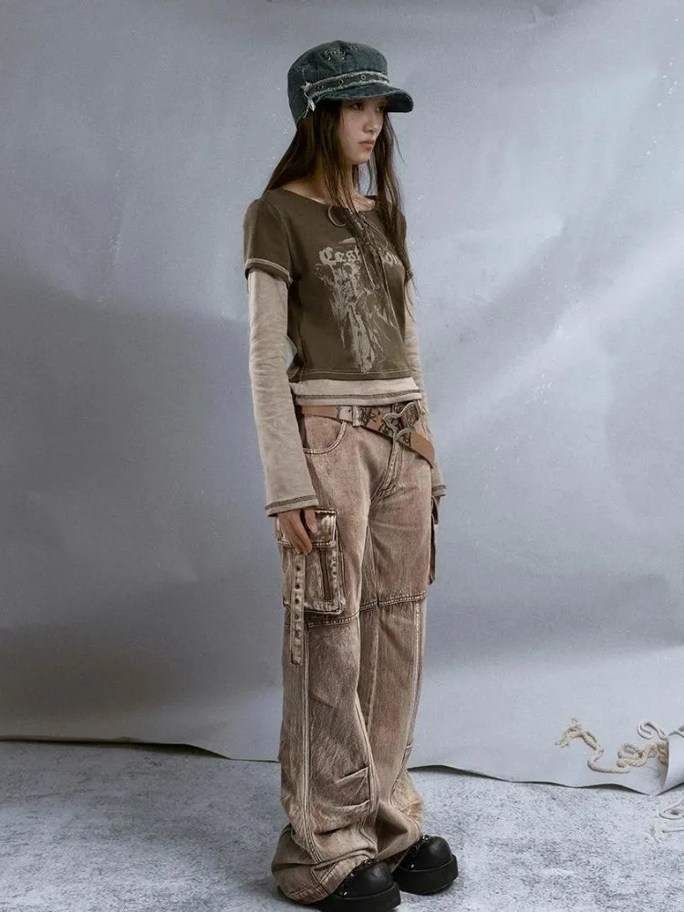 Brown Low-rise Jeans【s0000003259】
