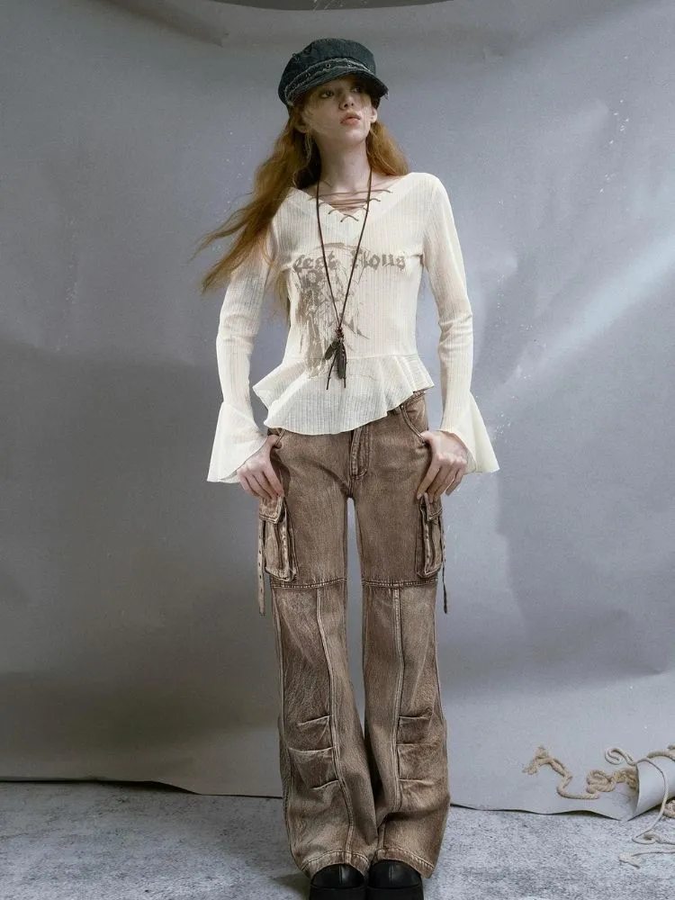 Brown Low-rise Jeans【s0000003259】