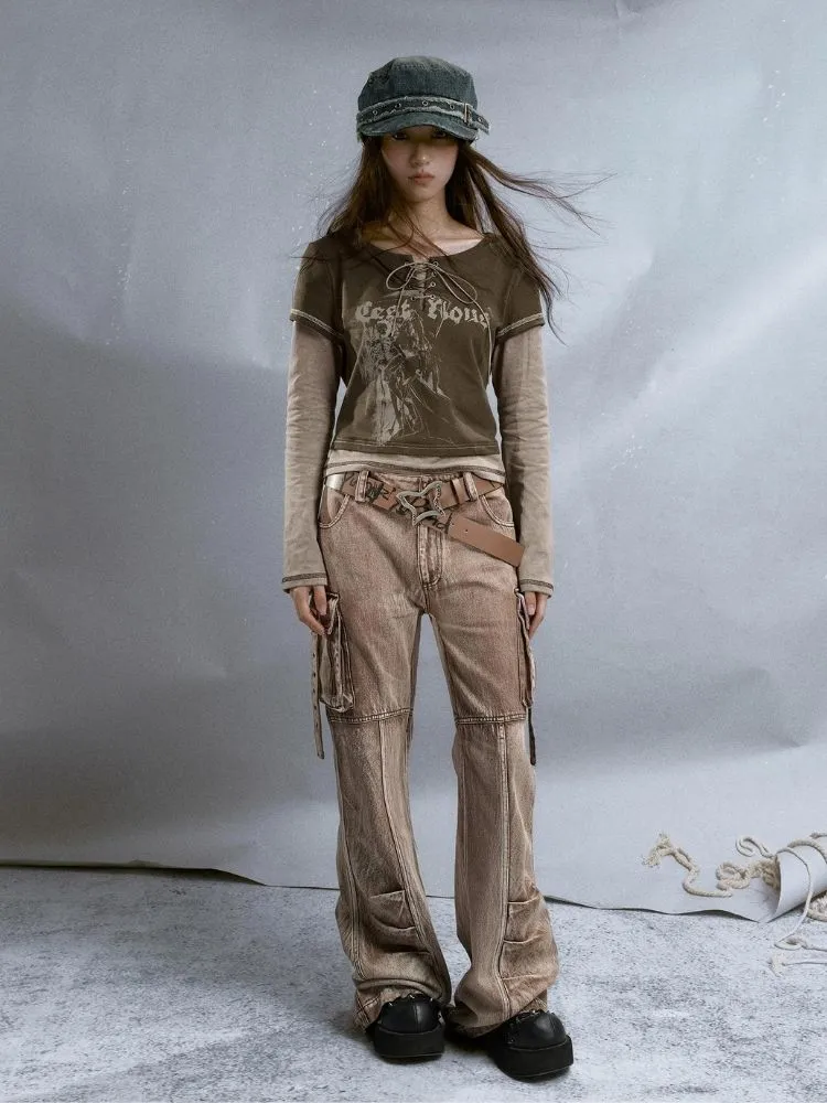Brown Low-rise Jeans【s0000003259】