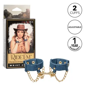 California Exotics - Ride 'em Premium Denim Collection Wrist Cuffs (Blue)