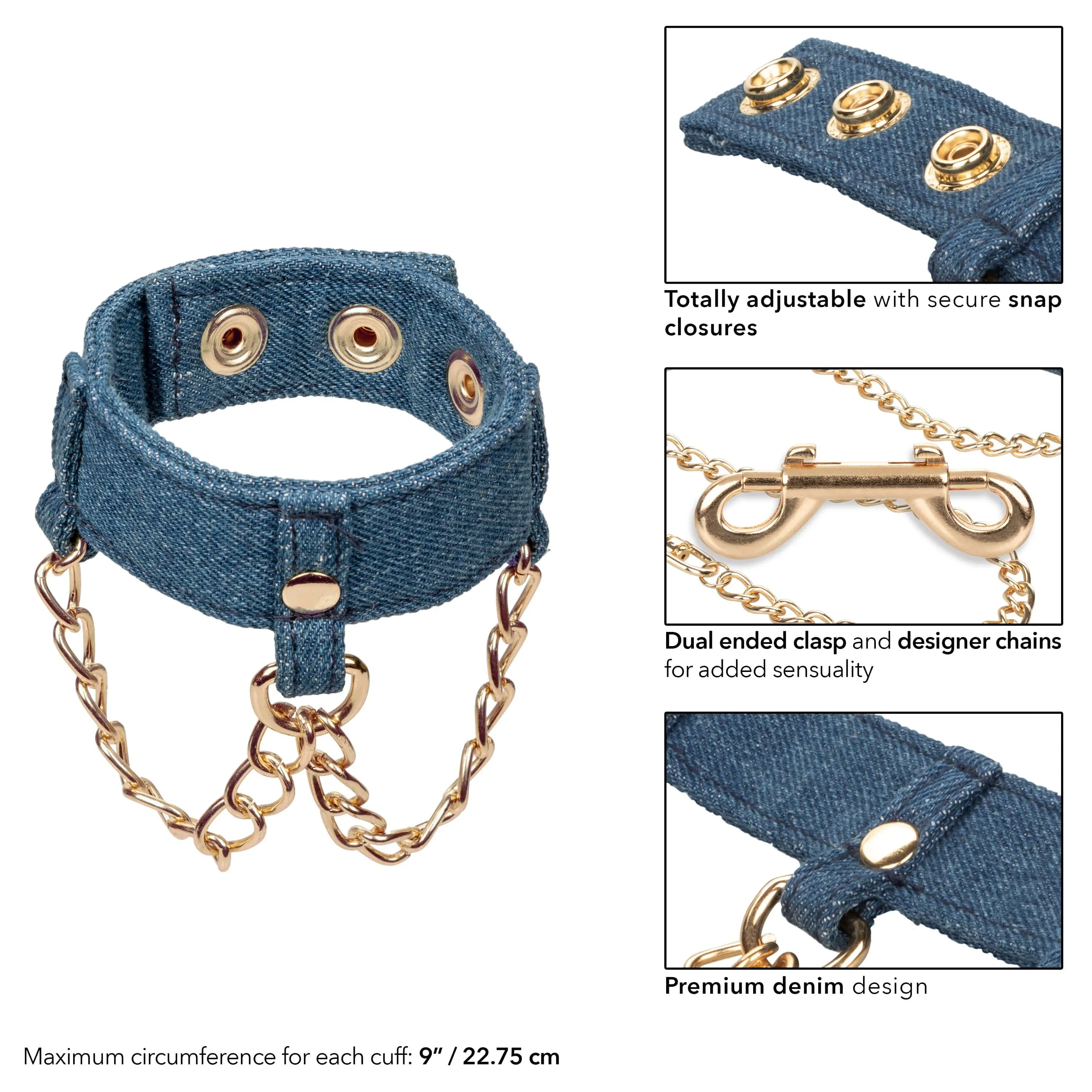 California Exotics - Ride 'em Premium Denim Collection Wrist Cuffs (Blue)