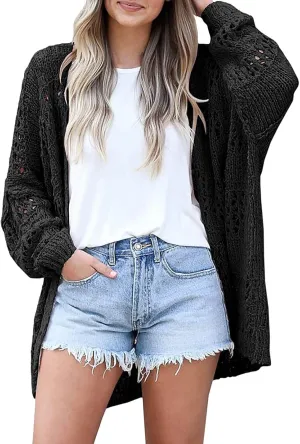 Cardigan Sweaters for Women Crochet Sweater Kimono Boho Long Sleeve Lightweight Soft Oversized Open Front Knitted Trendy