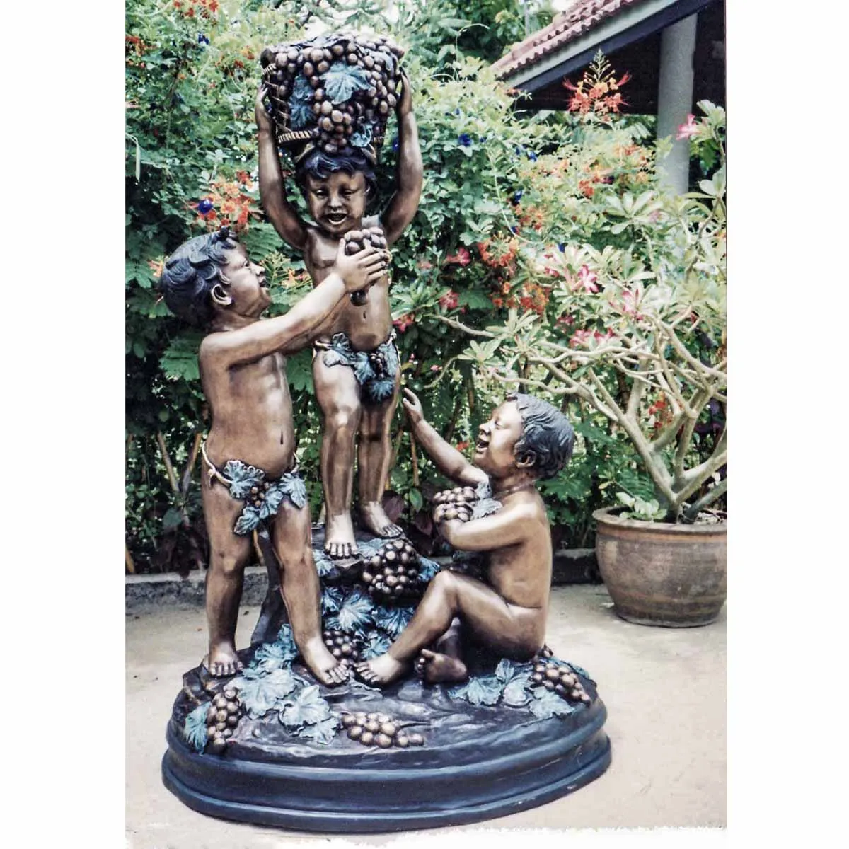 Cherubs Holding Grapes Bronze Sculpture