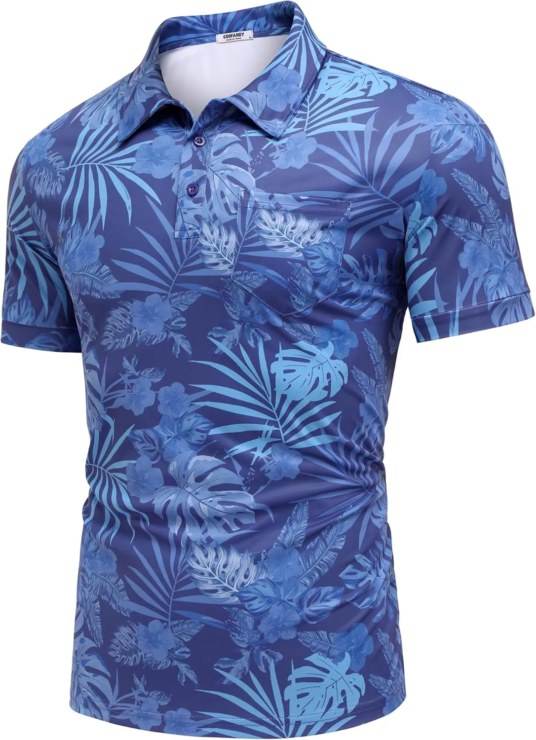 COOFANDY Men's Polo Shirts Short Sleeve Print Performance Golf Shirts Fashion Casual Beach Collared T-Shirts
