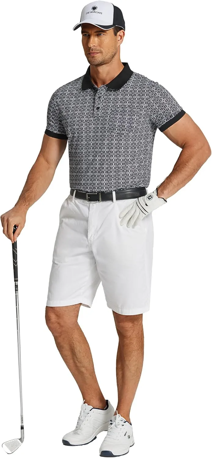 COOFANDY Men's Polo Shirts Short Sleeve Print Performance Golf Shirts Fashion Casual Beach Collared T-Shirts