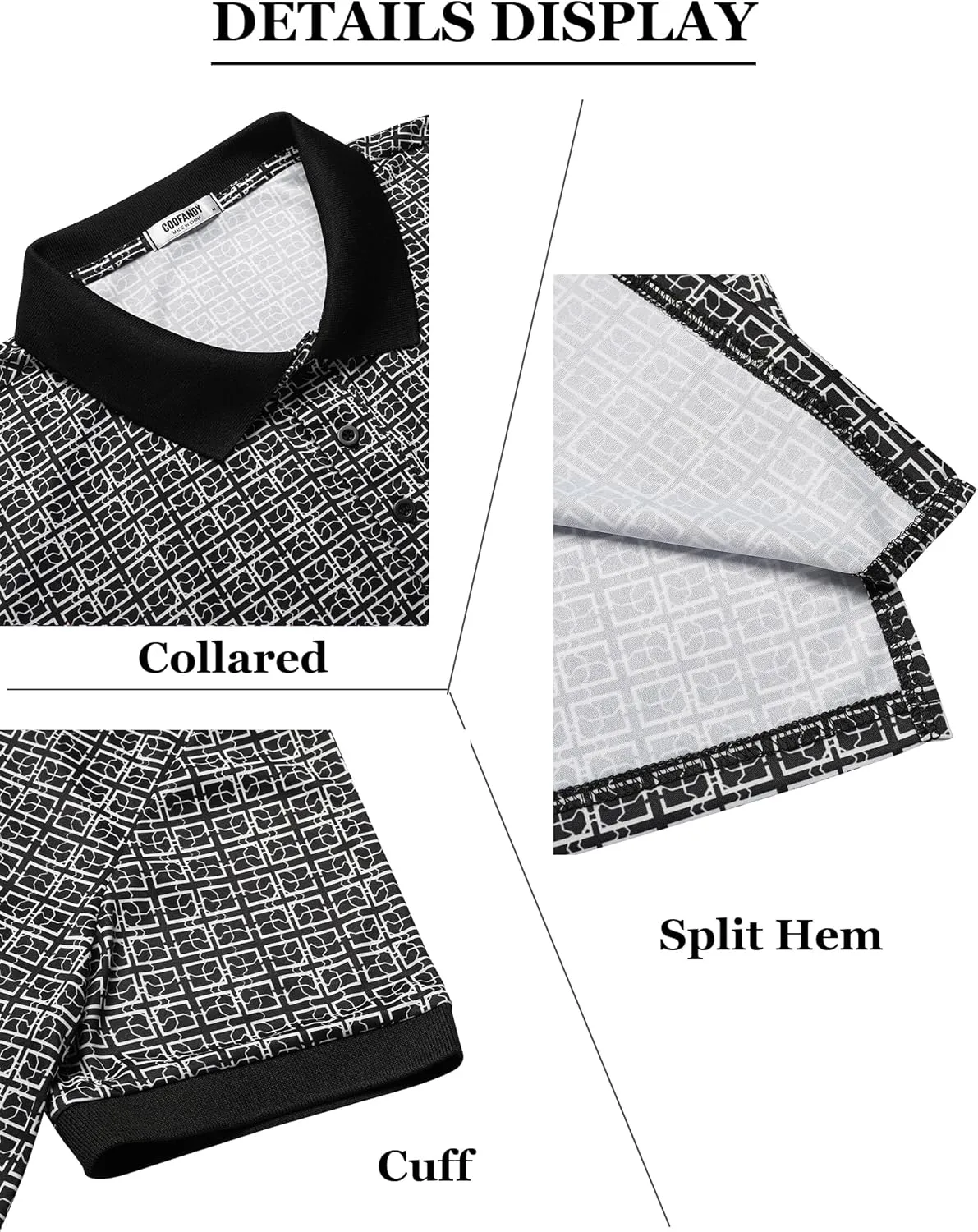 COOFANDY Men's Polo Shirts Short Sleeve Print Performance Golf Shirts Fashion Casual Beach Collared T-Shirts