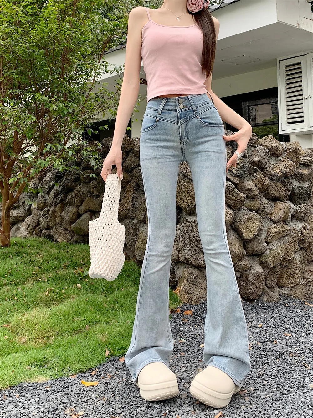 Creamy Sweet Coquette Bow Denim Jeans Pants
