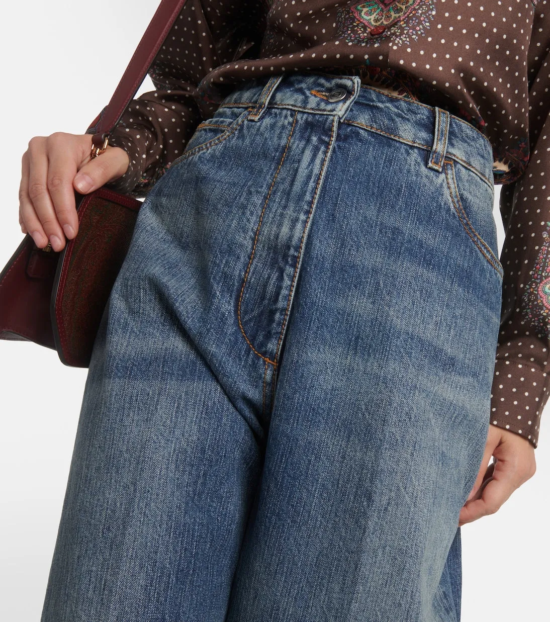 Etro High Rise Wide Leg Jeans, Blue