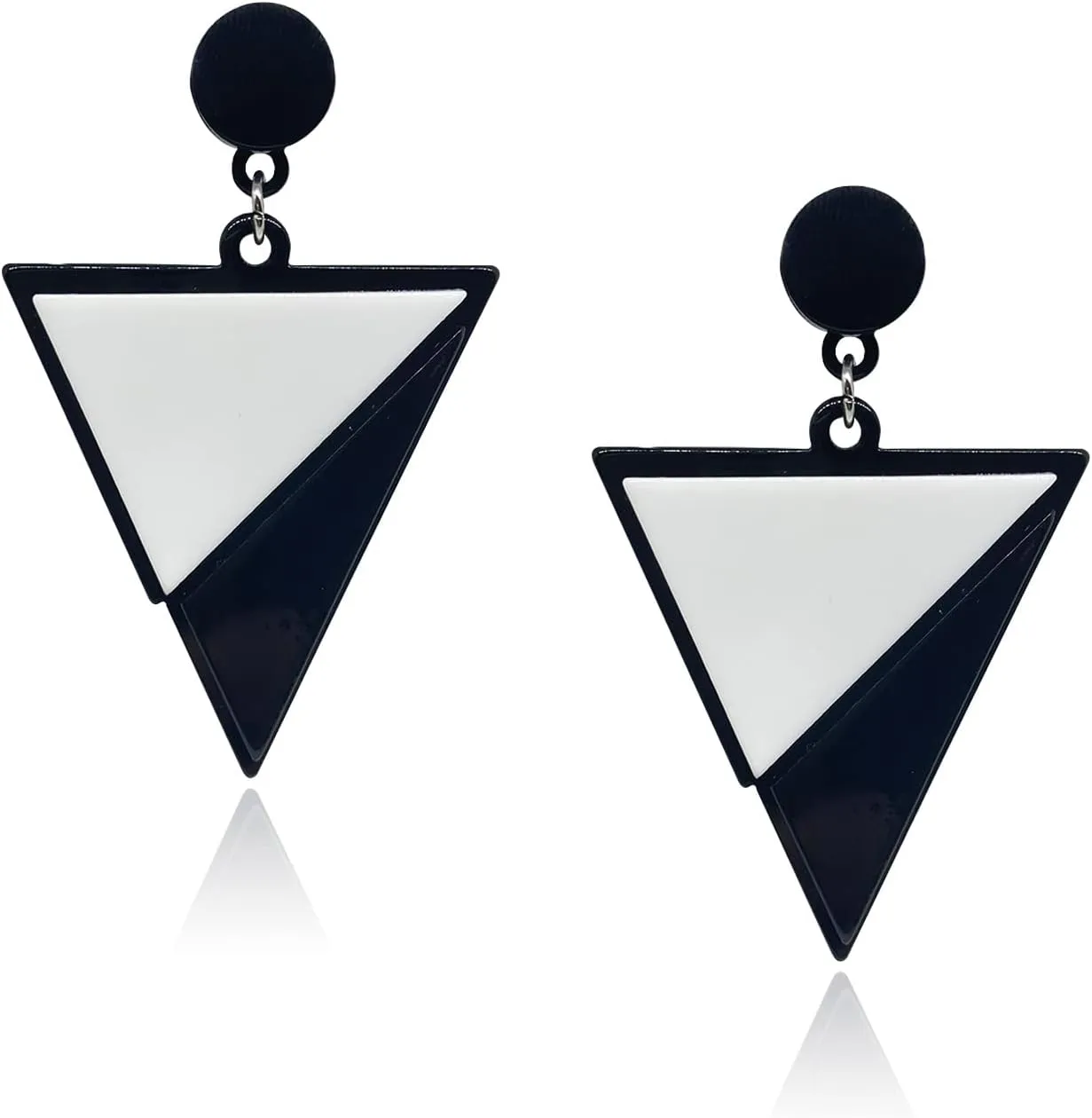 Fashion White Black Triangle Stud Earrings Acrylic Geometric Round Drop Dangle Earrings for Women Girls Summer Holiday Party Jewelry