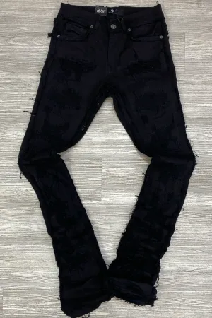 Focus- heavy distressed stacked jeans (black)