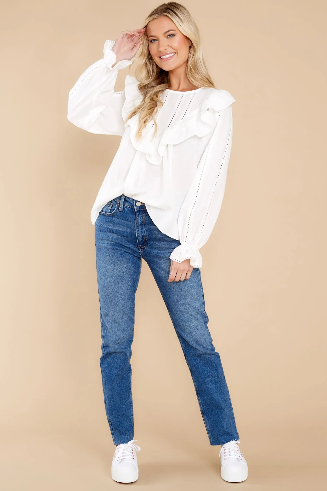 Fresh Start White Eyelet Top