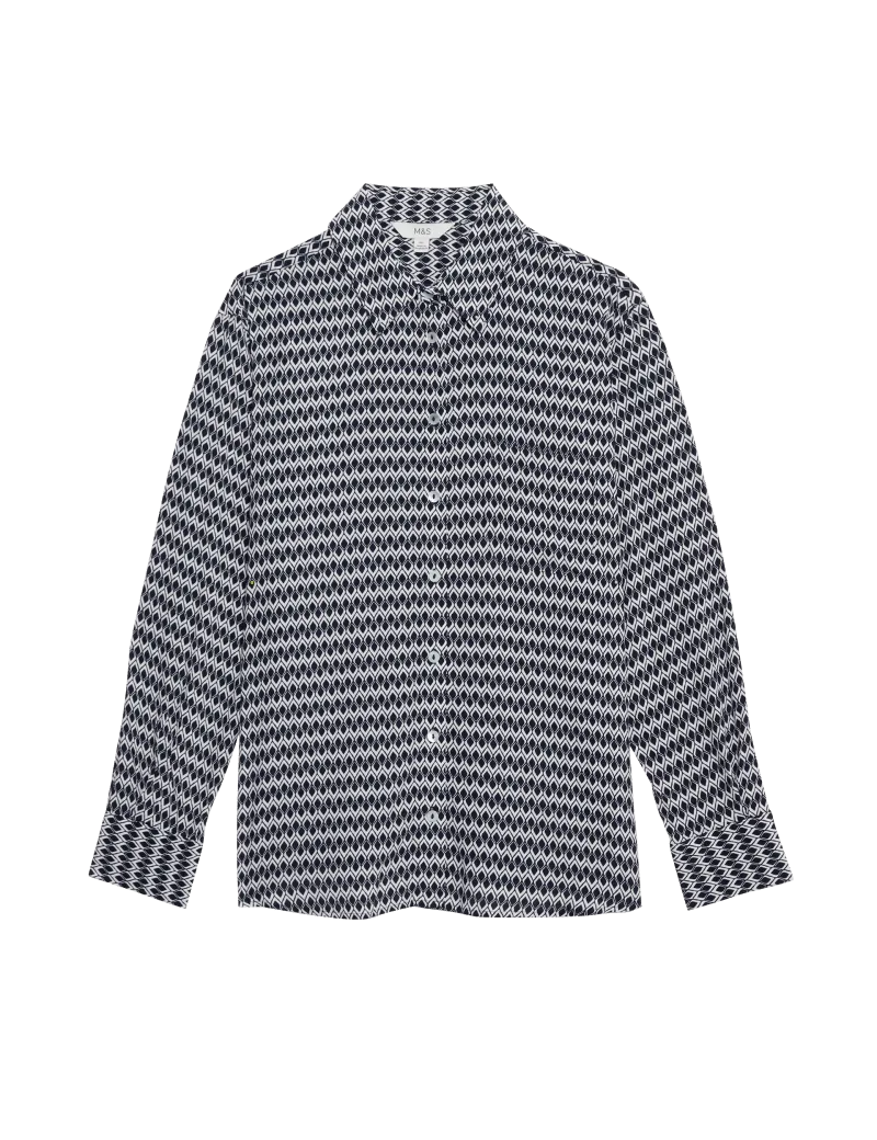 Geometric Collared Button Through Shirt