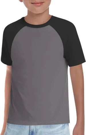 Haloumoning Boys Short Sleeve Raglan T Shirts Kids Basic Color-Block Tops Crewneck Tees 5-14 Years
