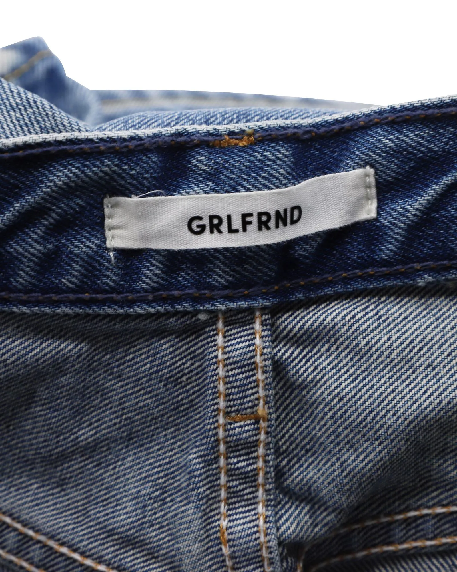 High-Rise Straight Leg Jeans in Blue Cotton