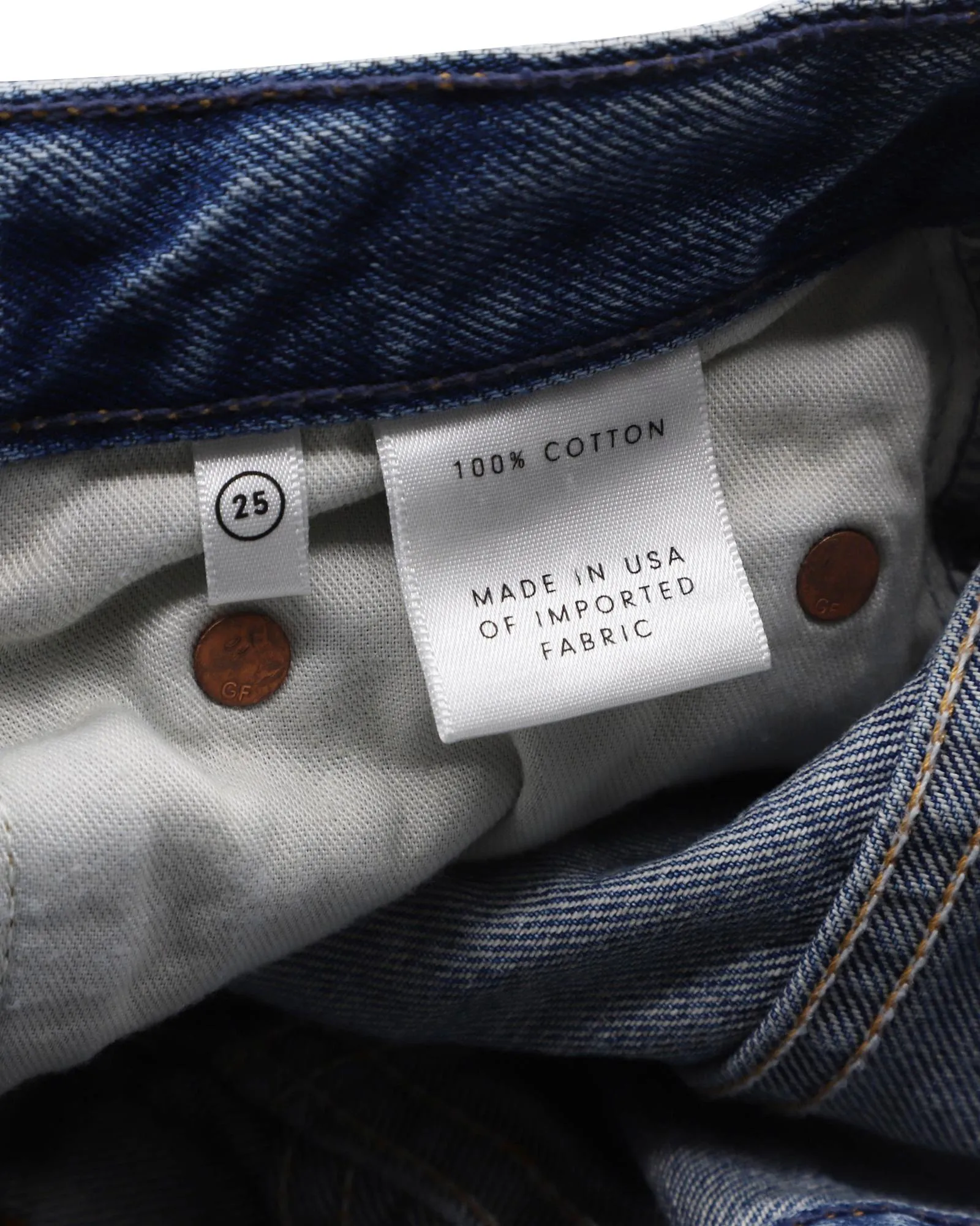 High-Rise Straight Leg Jeans in Blue Cotton