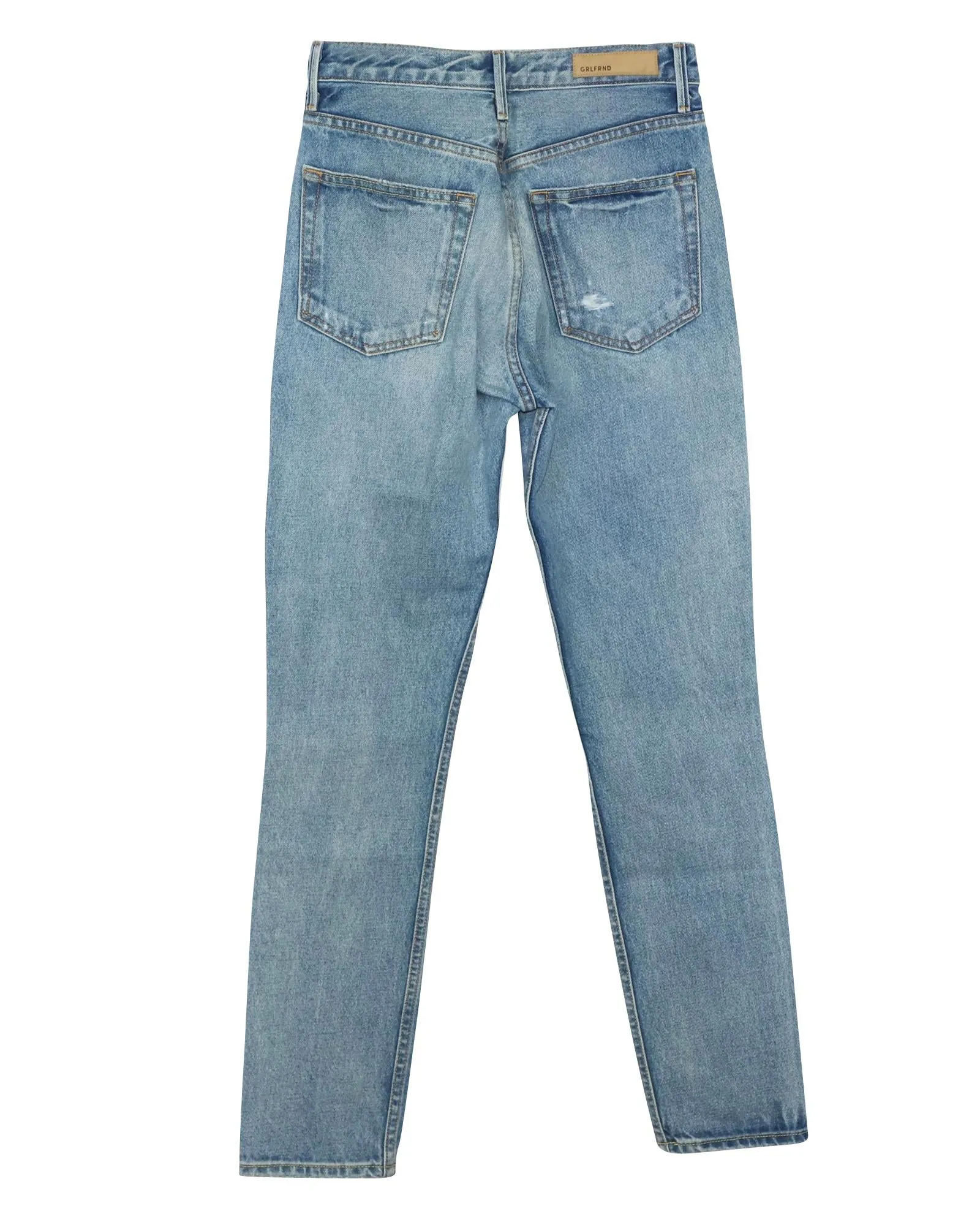 High-Rise Straight Leg Jeans in Blue Cotton