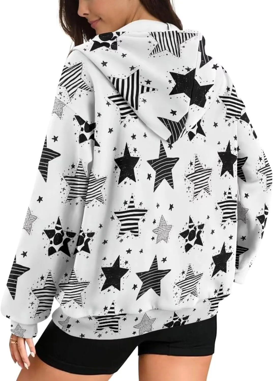 Irisjudy Black Cat Women's Full Zip Up Hoodie LGBT Love Oversized Sweatshirts Street Graffiti Fall Y2K Hoodies with Pockets