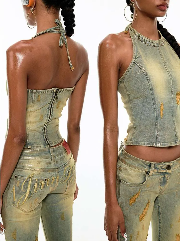 Irregular Distressed Slimming Flare Jeans【s0000009143】