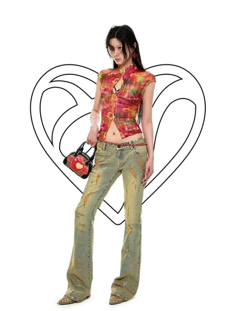 Irregular Distressed Slimming Flare Jeans【s0000009143】
