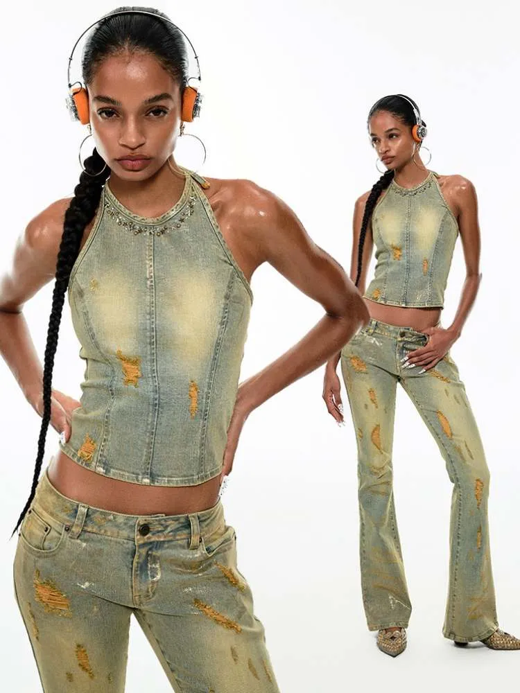 Irregular Distressed Slimming Flare Jeans【s0000009143】