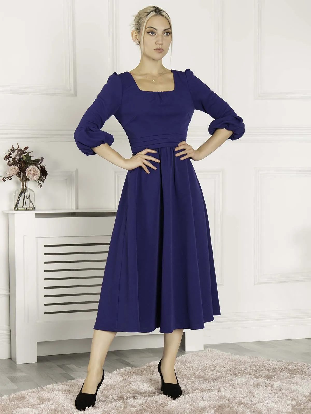 Jolie Moi Bell Sleeve Midi Dress, Royal Blue