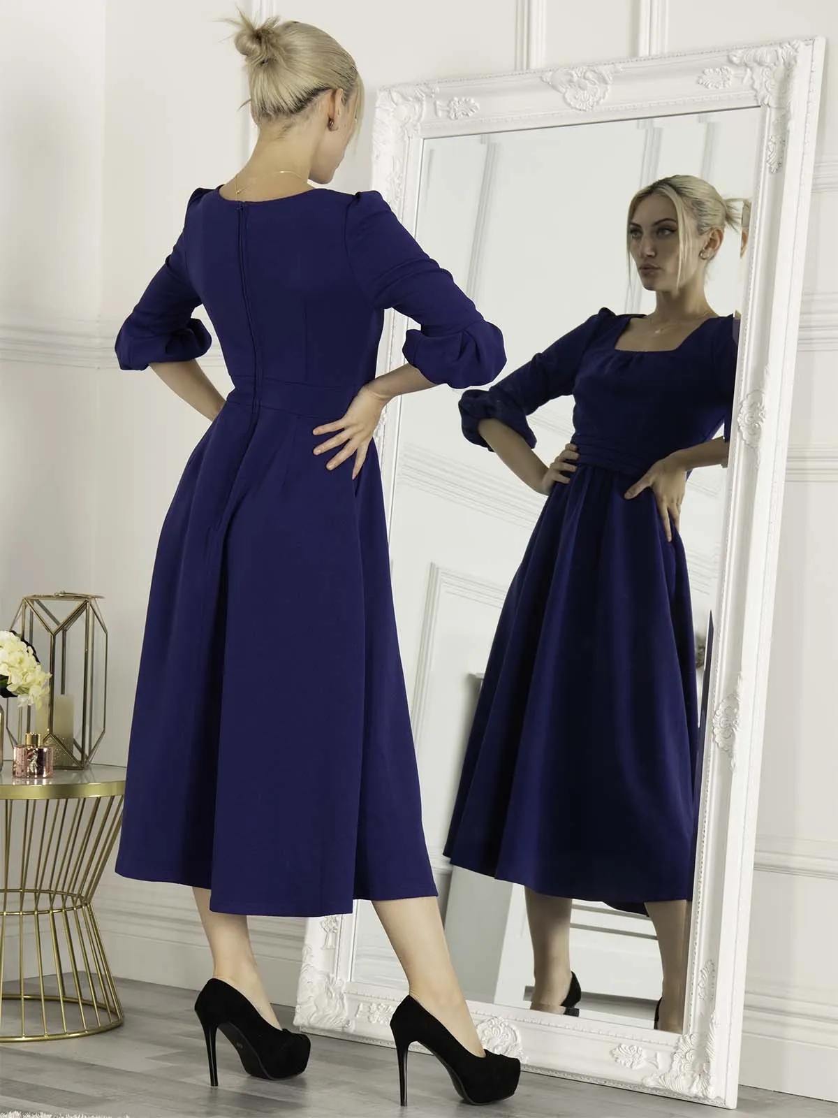 Jolie Moi Bell Sleeve Midi Dress, Royal Blue