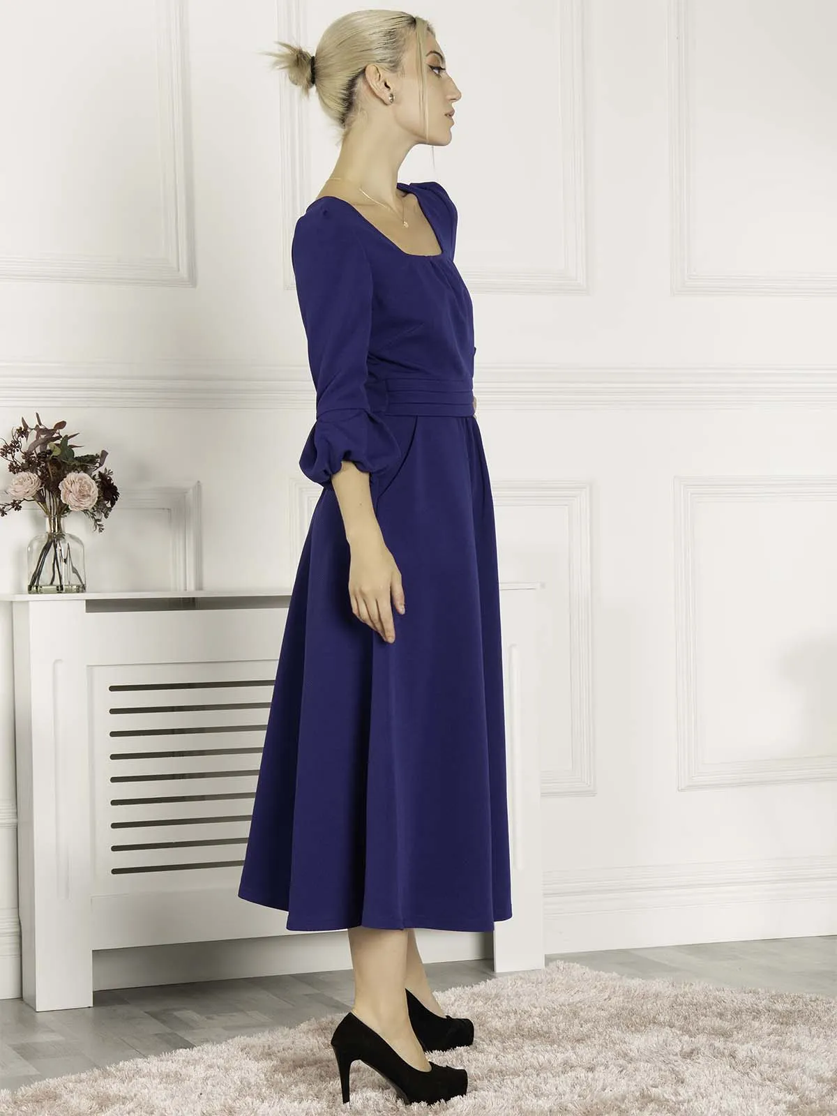 Jolie Moi Bell Sleeve Midi Dress, Royal Blue