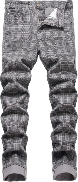 JUNBAOSS Men's Slim Fit Jeans Stretch Ripped Skinny Jeans for Men, Fashion Straight Leg Comfort Flex Waist Casual Pants