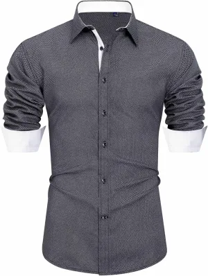 J.VER Men's Printed Dress Shirts Casual Long Sleeve Stylish Button Down Shirt
