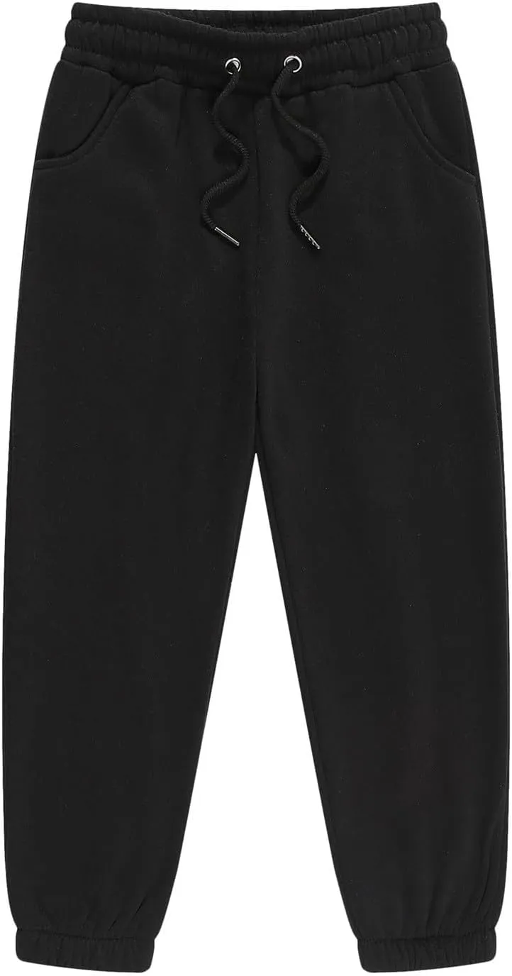 Kids Boys Girls Cotton Sweatpants Plain Pull On Joggers Drawstring ounge Pants for Tween Elastic Waist Jogger Pants
