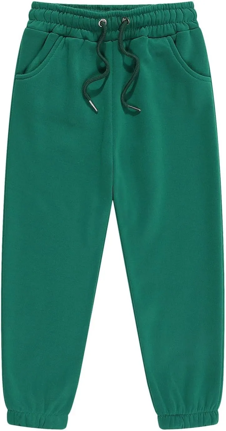 Kids Boys Girls Cotton Sweatpants Plain Pull On Joggers Drawstring ounge Pants for Tween Elastic Waist Jogger Pants