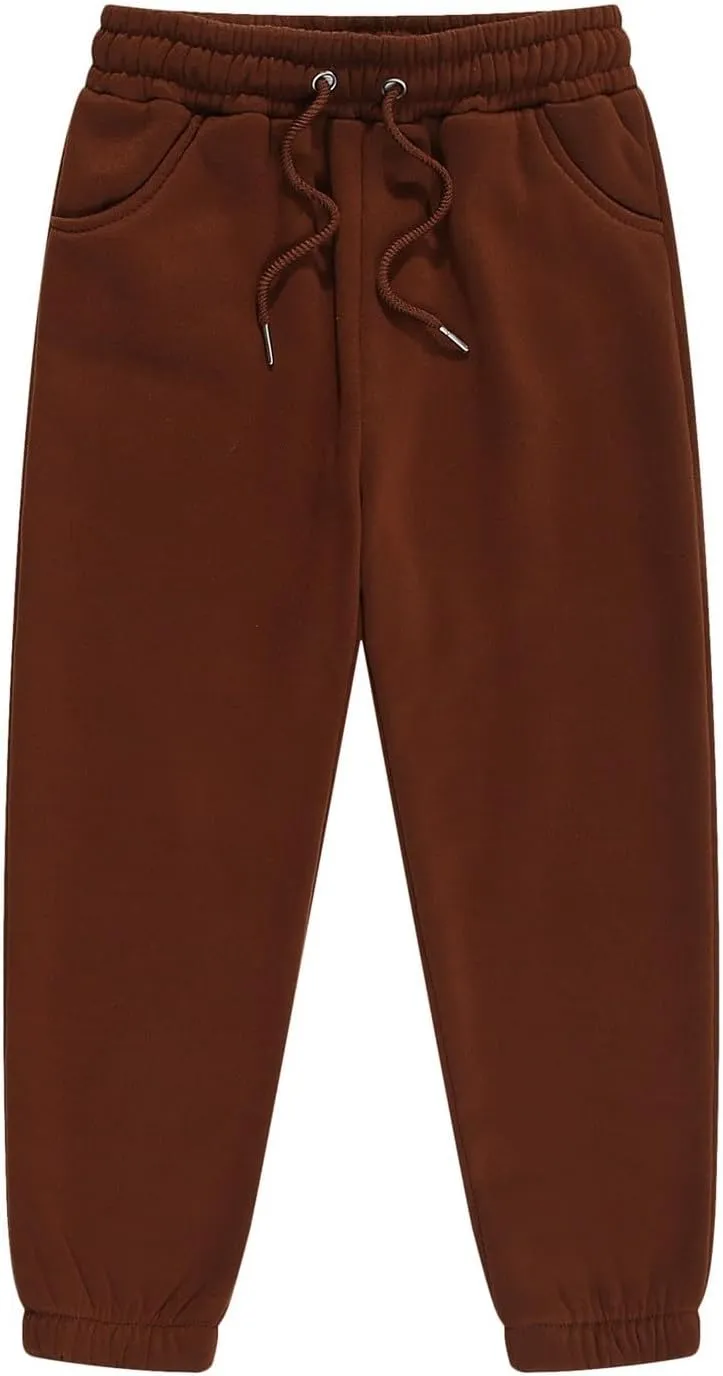 Kids Boys Girls Cotton Sweatpants Plain Pull On Joggers Drawstring ounge Pants for Tween Elastic Waist Jogger Pants