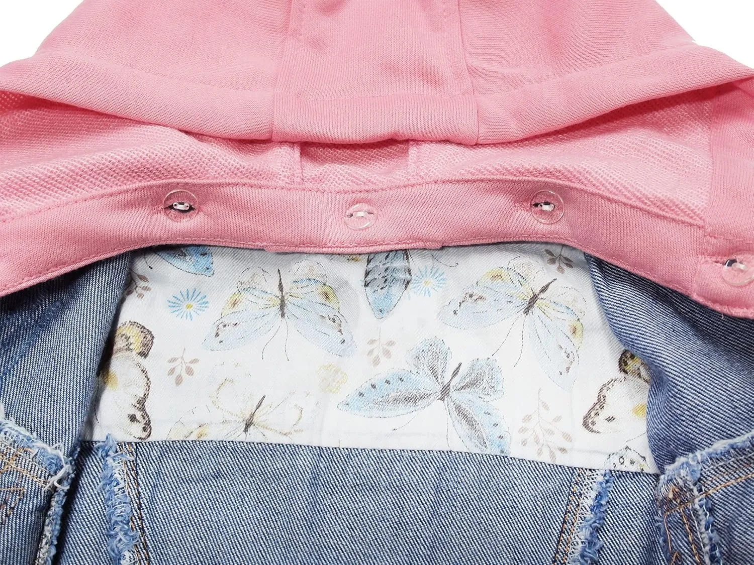 KIDSCOOL SPACE Little Girl Jean Jacket,Flower Embroidered Denim Outfits