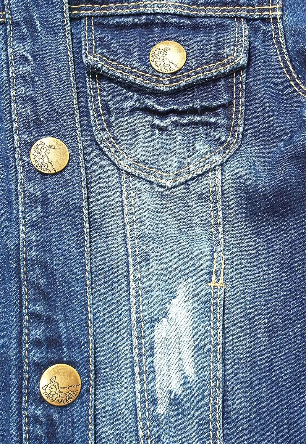 KIDSCOOL SPACE Little Girl Jean Jacket,Flower Embroidered Denim Outfits