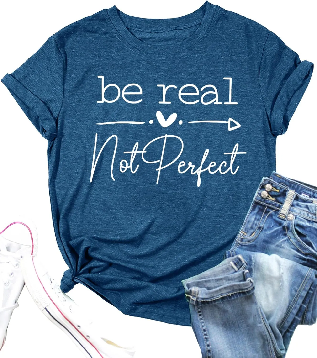 Kindness Shirt Tops for Women Be Real Not Perfect T-Shirt Short Sleeve Inspirational Graphic Tees Shirts