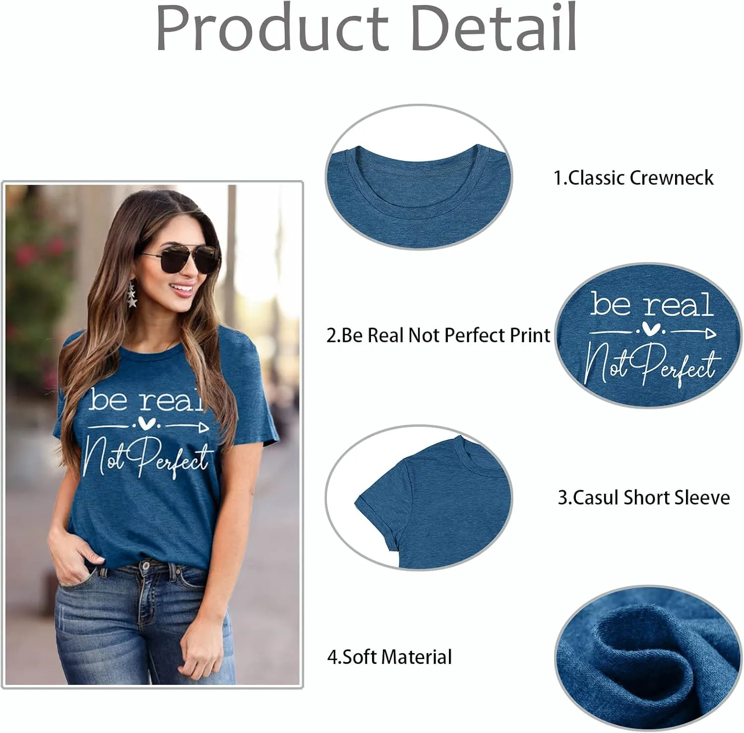 Kindness Shirt Tops for Women Be Real Not Perfect T-Shirt Short Sleeve Inspirational Graphic Tees Shirts