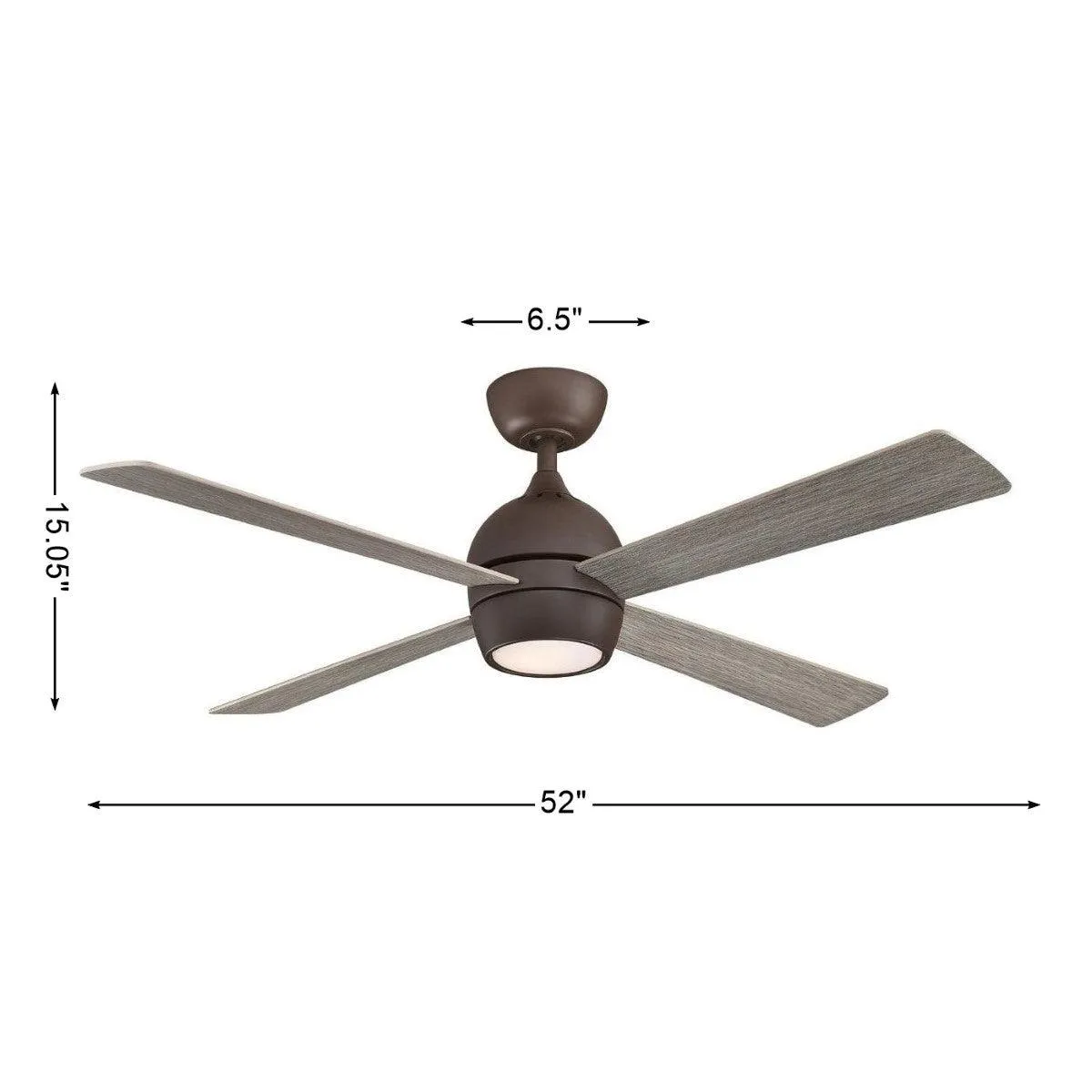 Kwad 52 Inch Matte Greige Modern LED Ceiling Fan with Remote